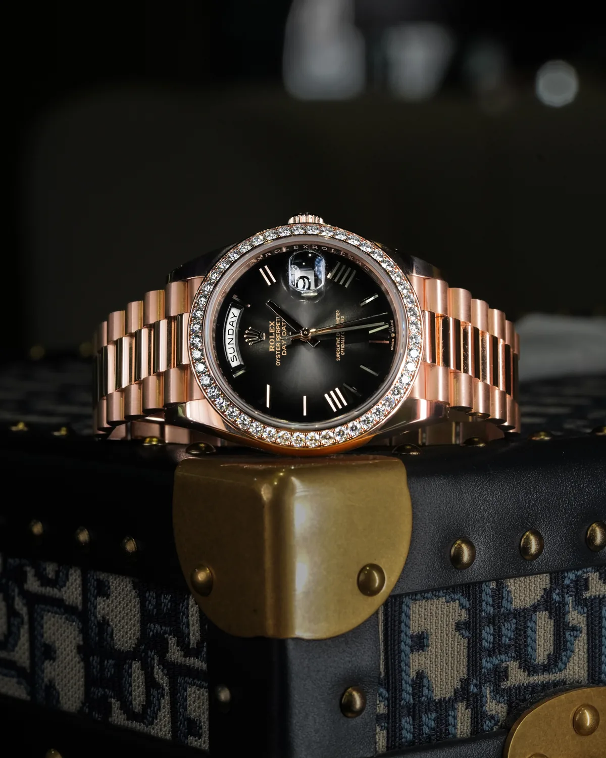 Rolex Day-Date 40 Everose Gold Diamond Bezel
