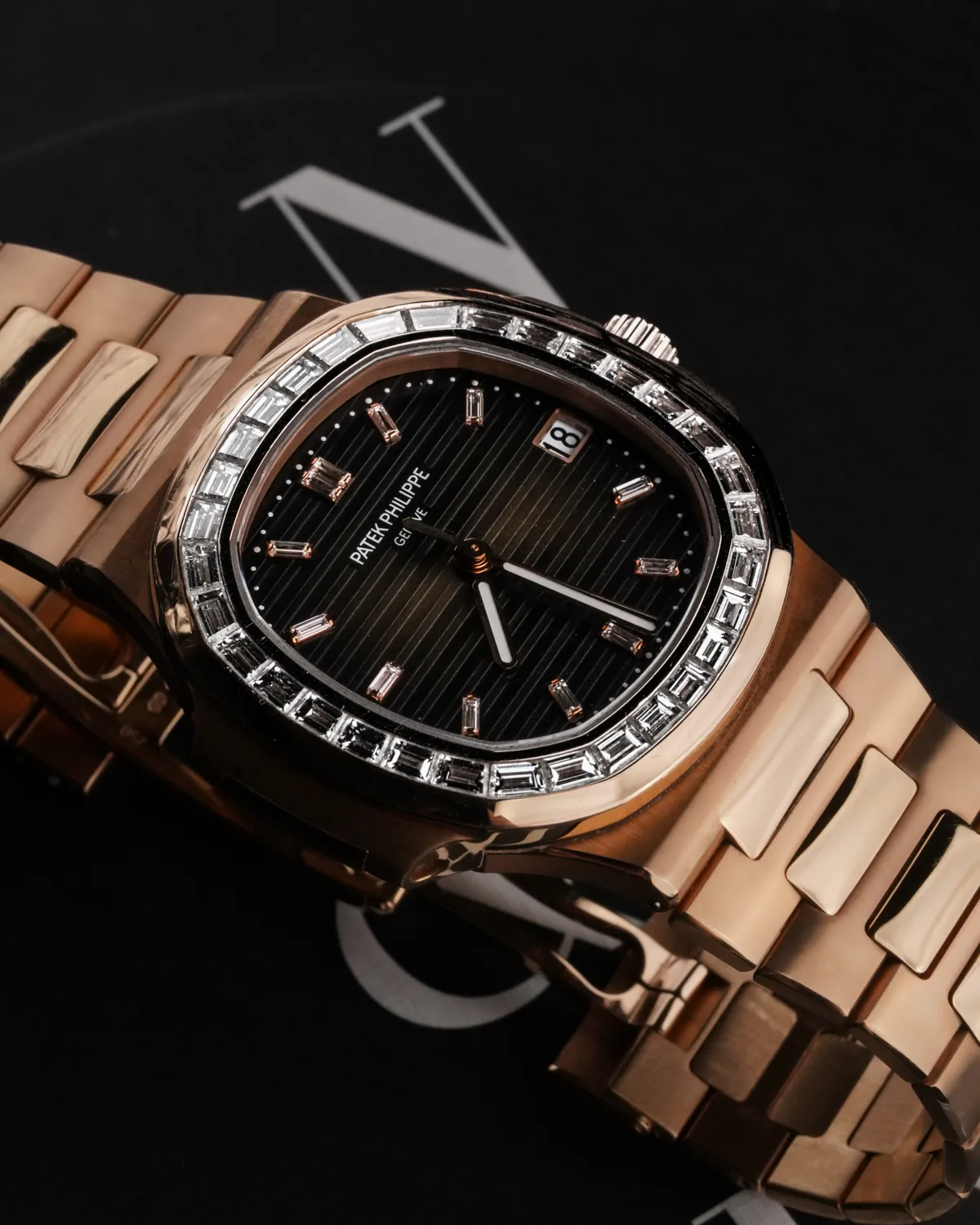 Patek Philippe Nautilus rose gold baguette bezel